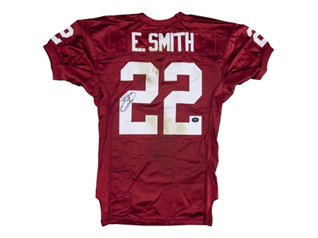 2004 Emmitt Smith Game Used, Photo Matched & Signed Arizona Cardinals Red Home Jersey Photo Matched To 11/28/2004 Vs. New York Jets (Smith LOA, Prova & Sports Investors Authentication)